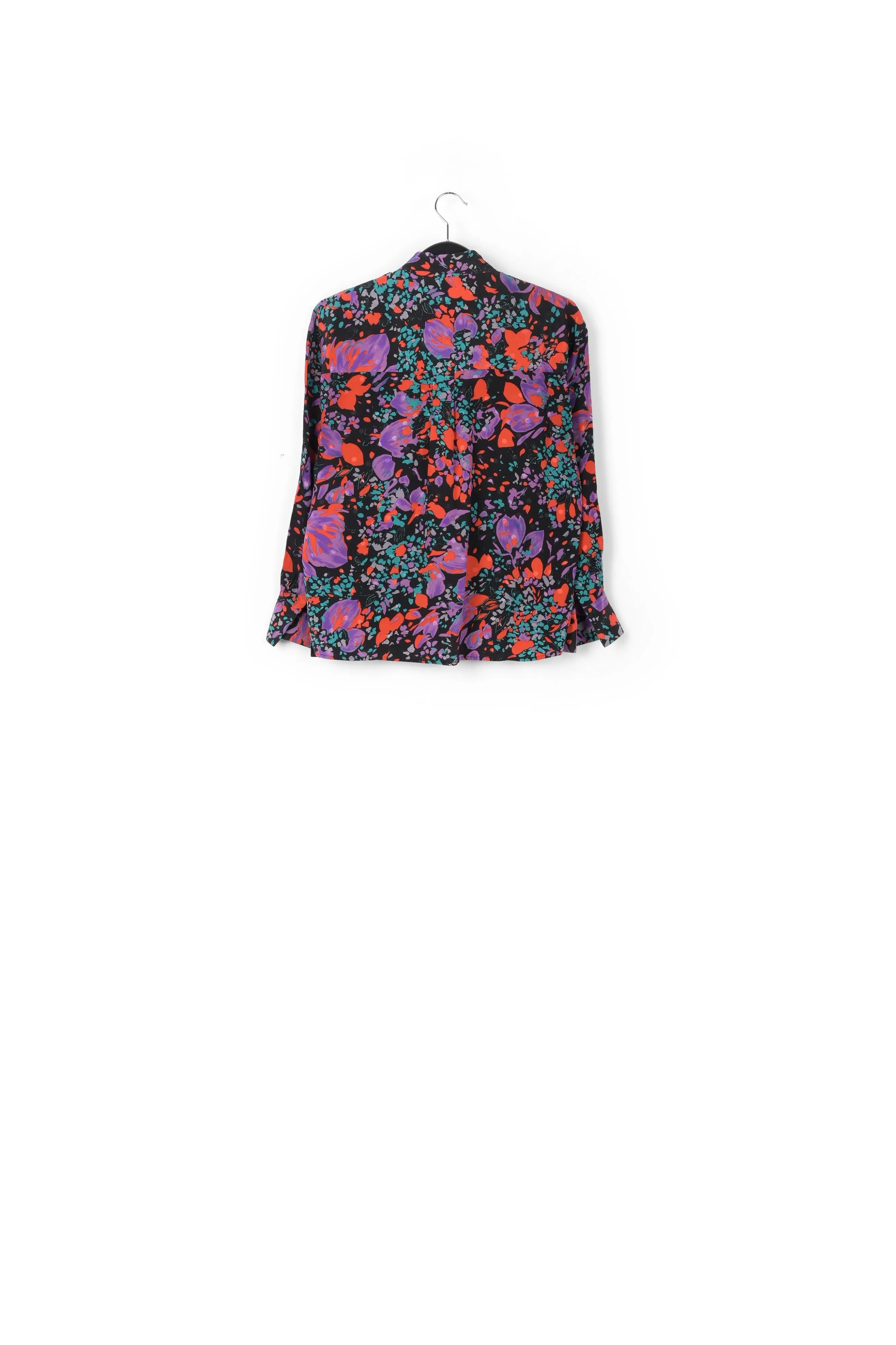 Black silk jacquard pussy-bow shirt