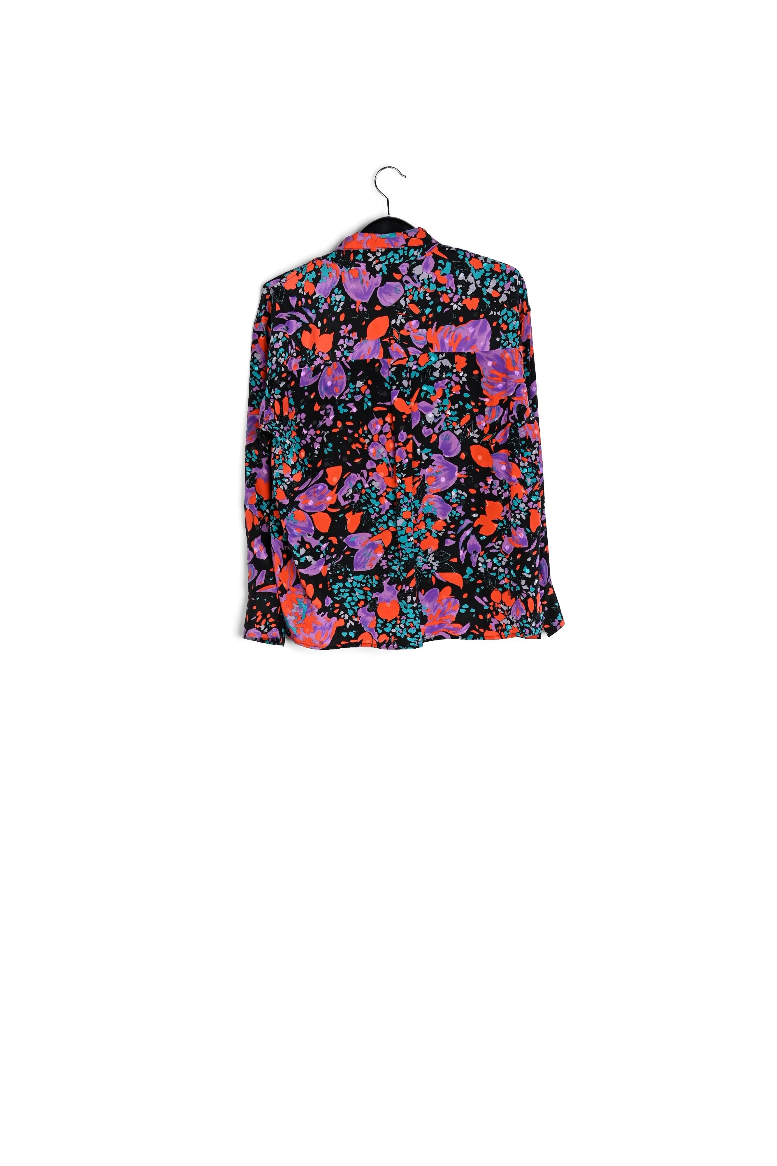 Black silk jacquard pussy-bow shirt