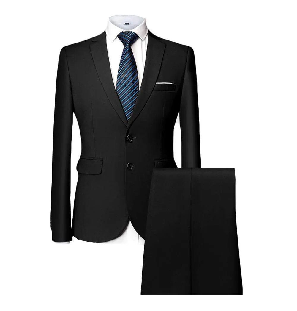 Black  Slim Fit 2-PC Suits