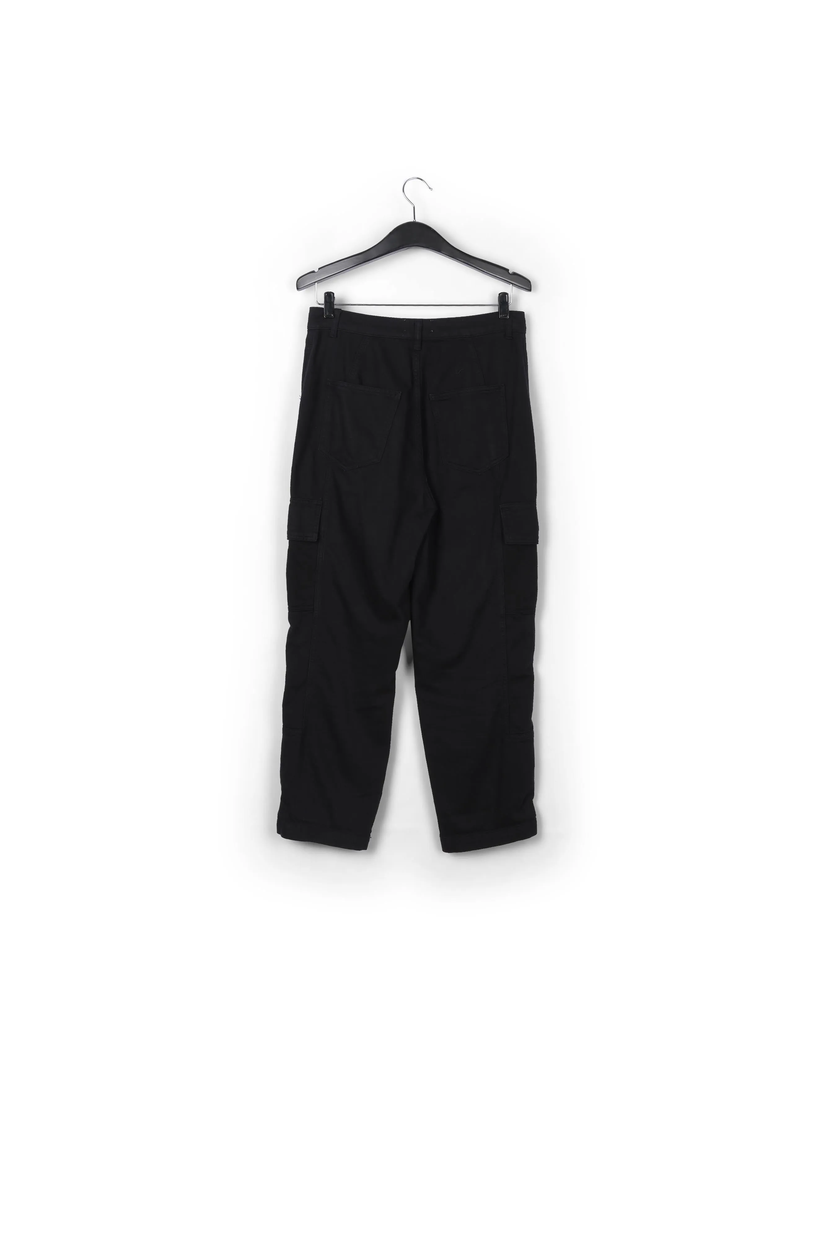 Black straight-leg cargo jeans