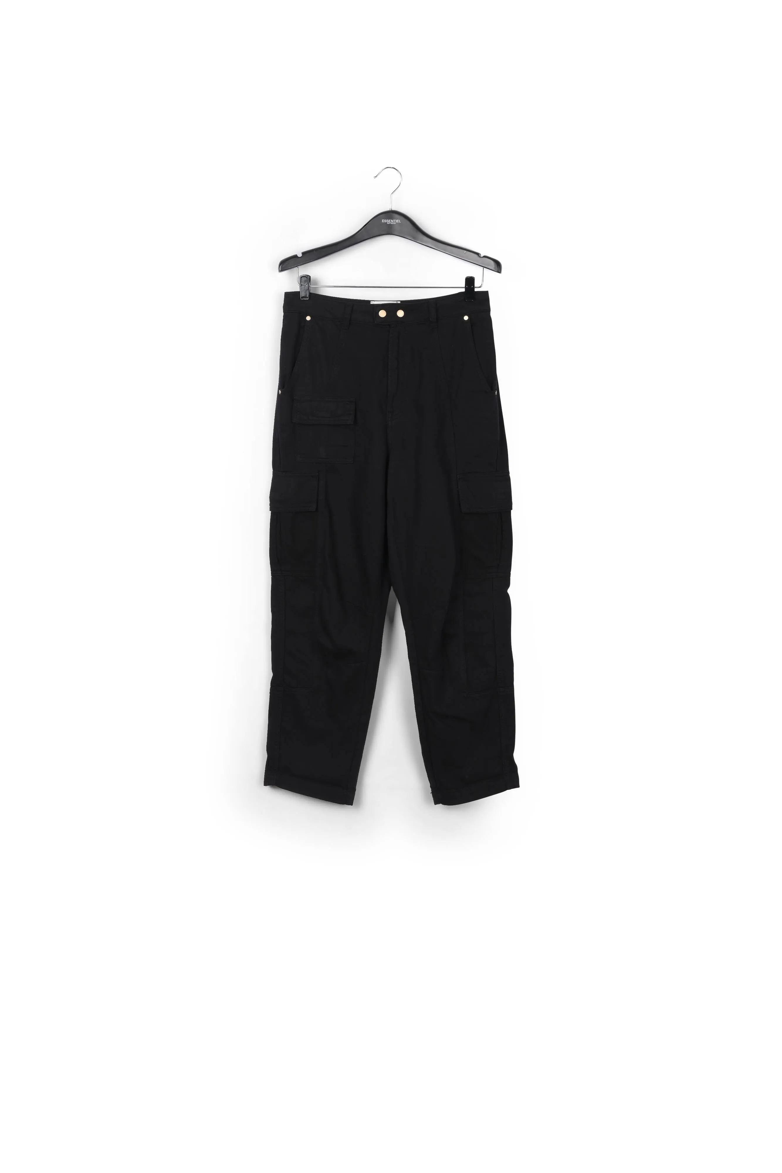 Black straight-leg cargo jeans