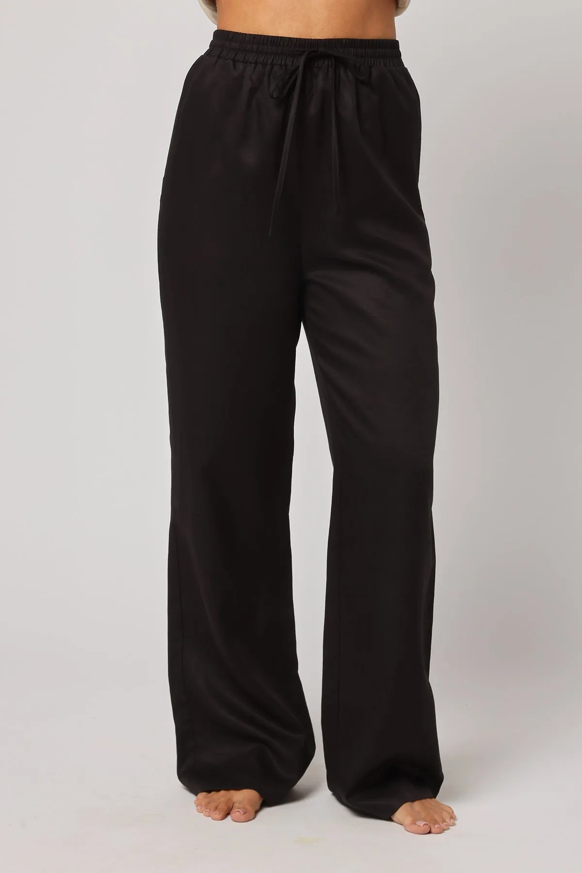 Black Straight Wide-Leg Pants
