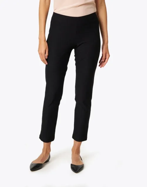 Black Stretch Crepe Slim Ankle Pant