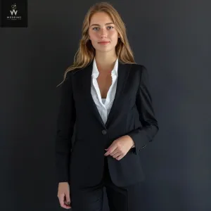 Black Two-Piece Suit for Women – Dressy Pant Suit Set, Formal Wedding Attire