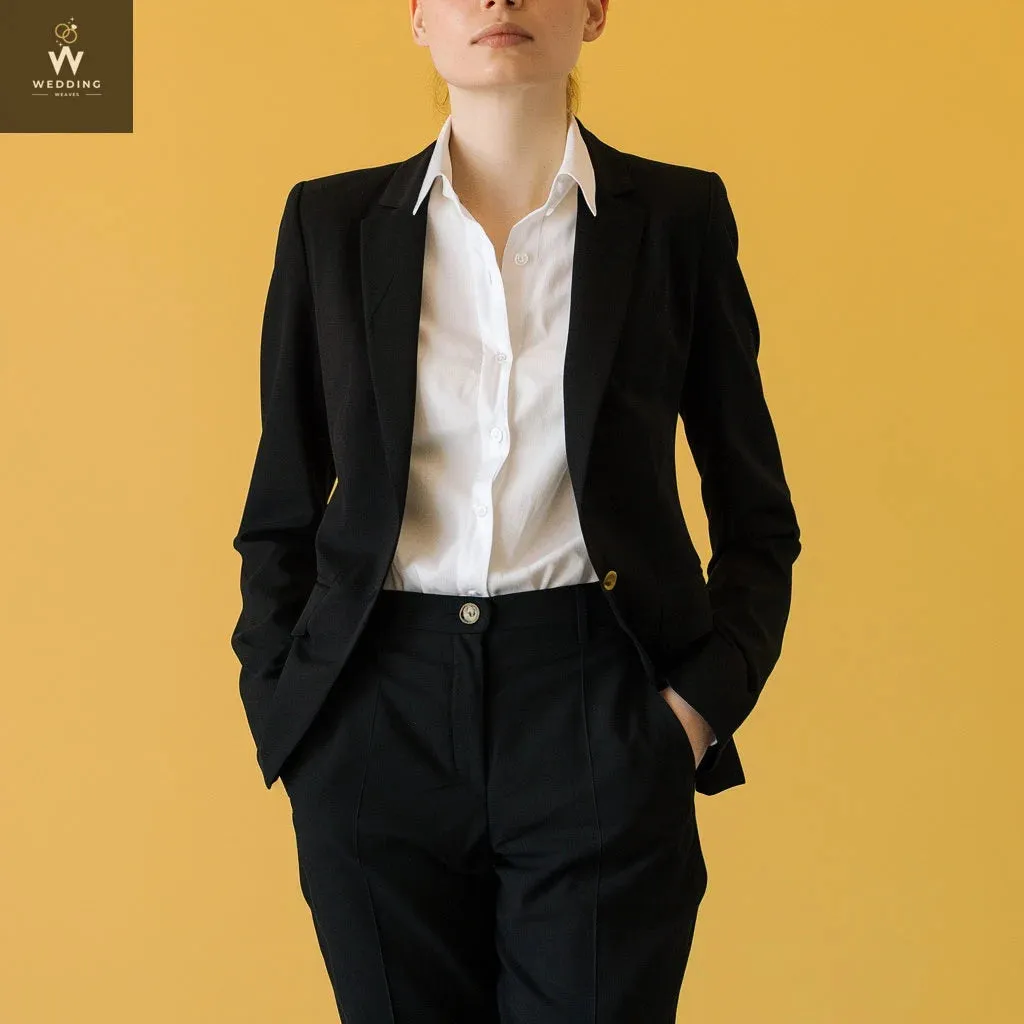 Black Two-Piece Suit for Women | Dressy Pant Suit Set | Women's Wedding & Formal Wear