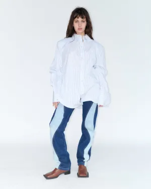Blossom Long-Sleeved Blouse in pinstripe