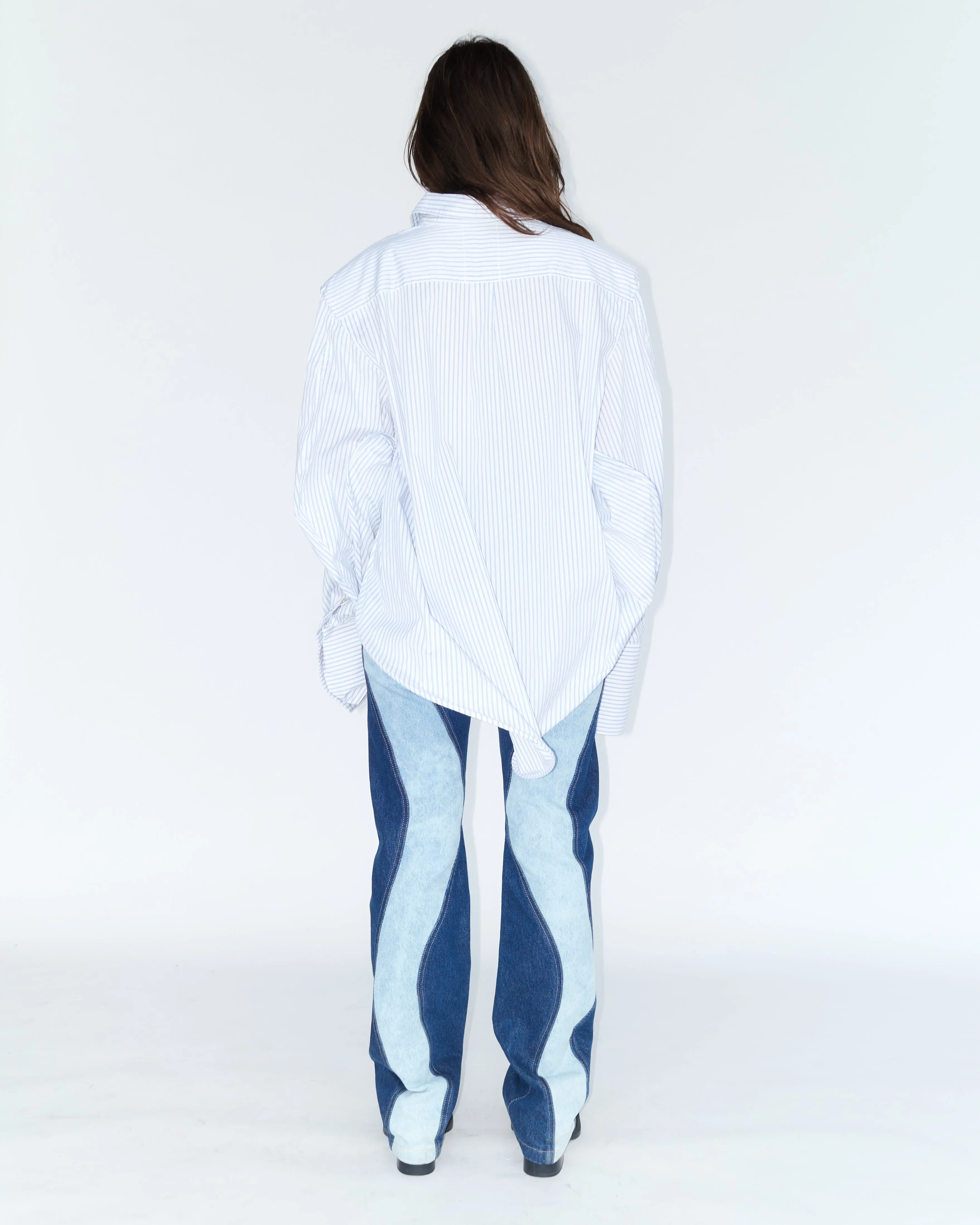 Blossom Long-Sleeved Blouse in pinstripe
