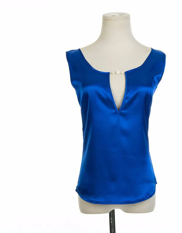 Blouses Beading V Collar Women Top Tees Crochet Solid Shoulder Sleeveless Loose Female Shirts S M L XL XXL XXXL