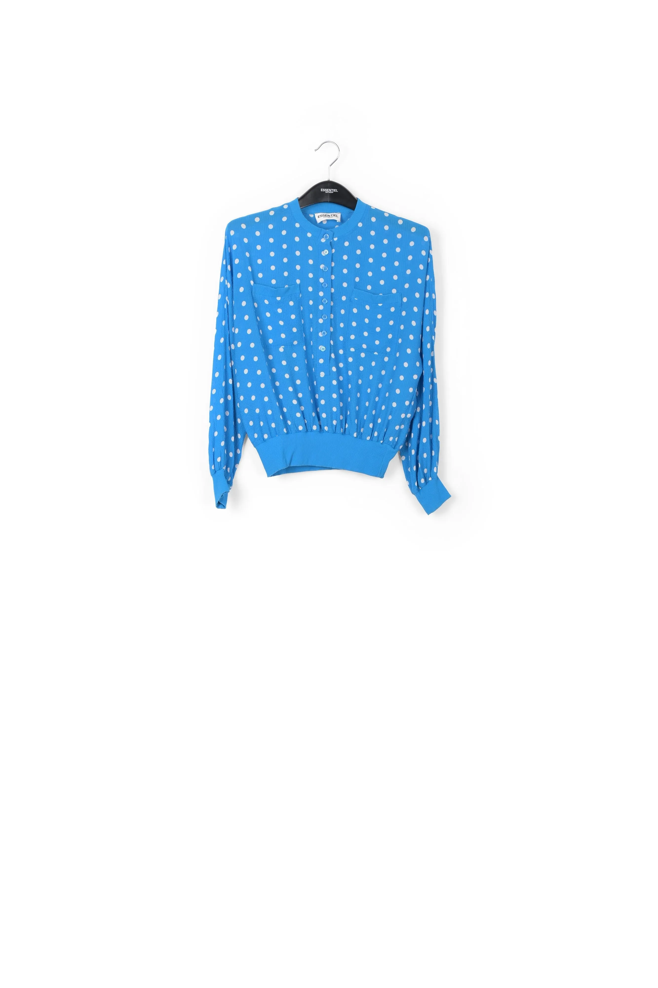 Blue and white polka-dot loose-fit top