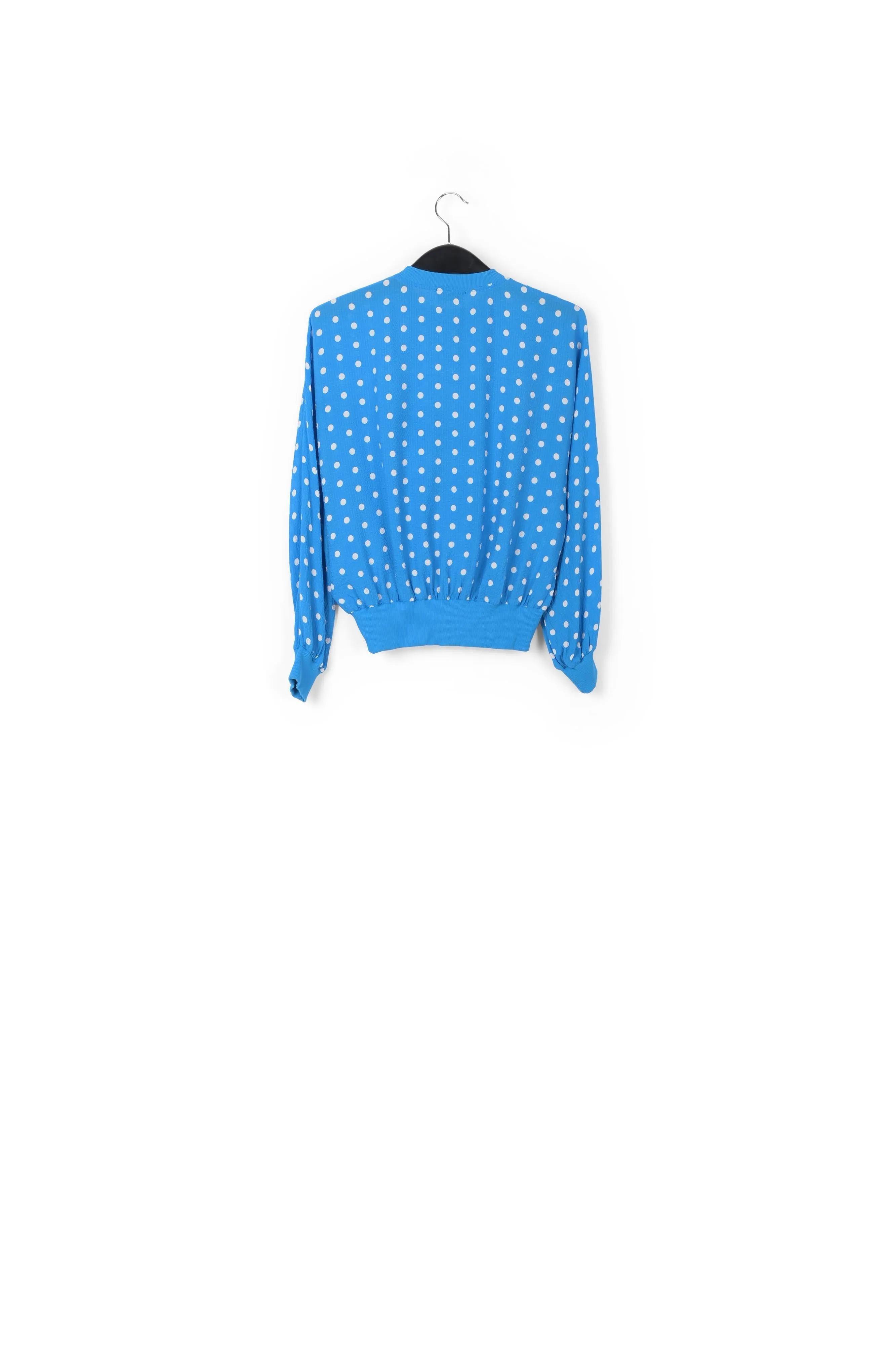 Blue and white polka-dot loose-fit top