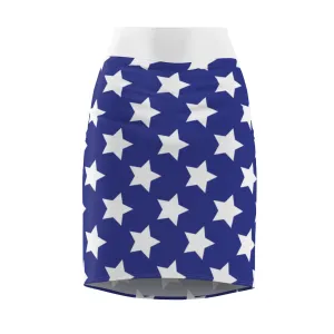 Blue Stars.  Women's Pencil Skirt