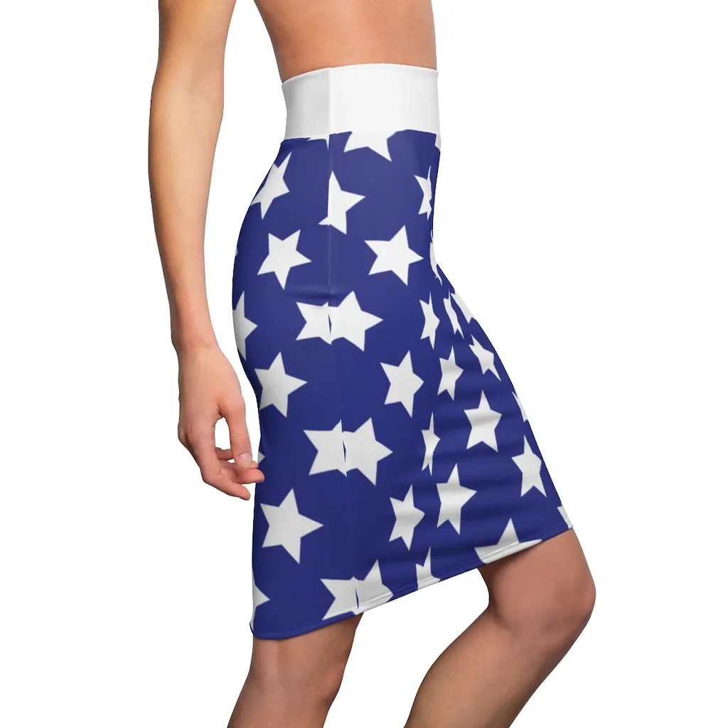 Blue Stars.  Women's Pencil Skirt