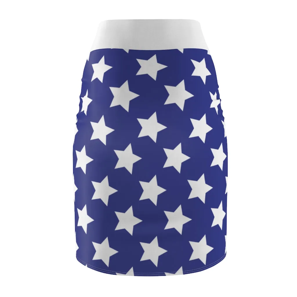 Blue Stars.  Women's Pencil Skirt
