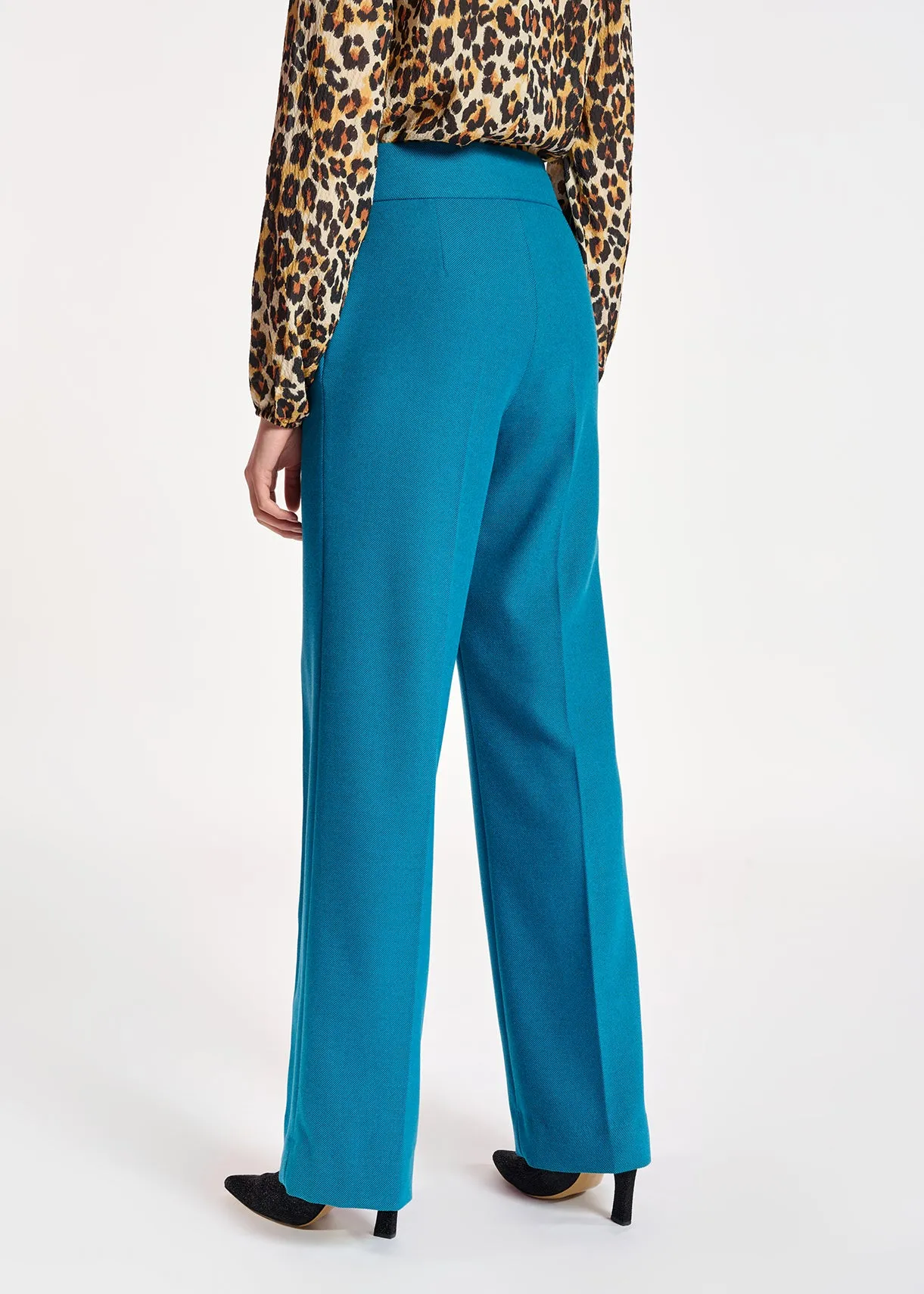 Blue straight-leg pants