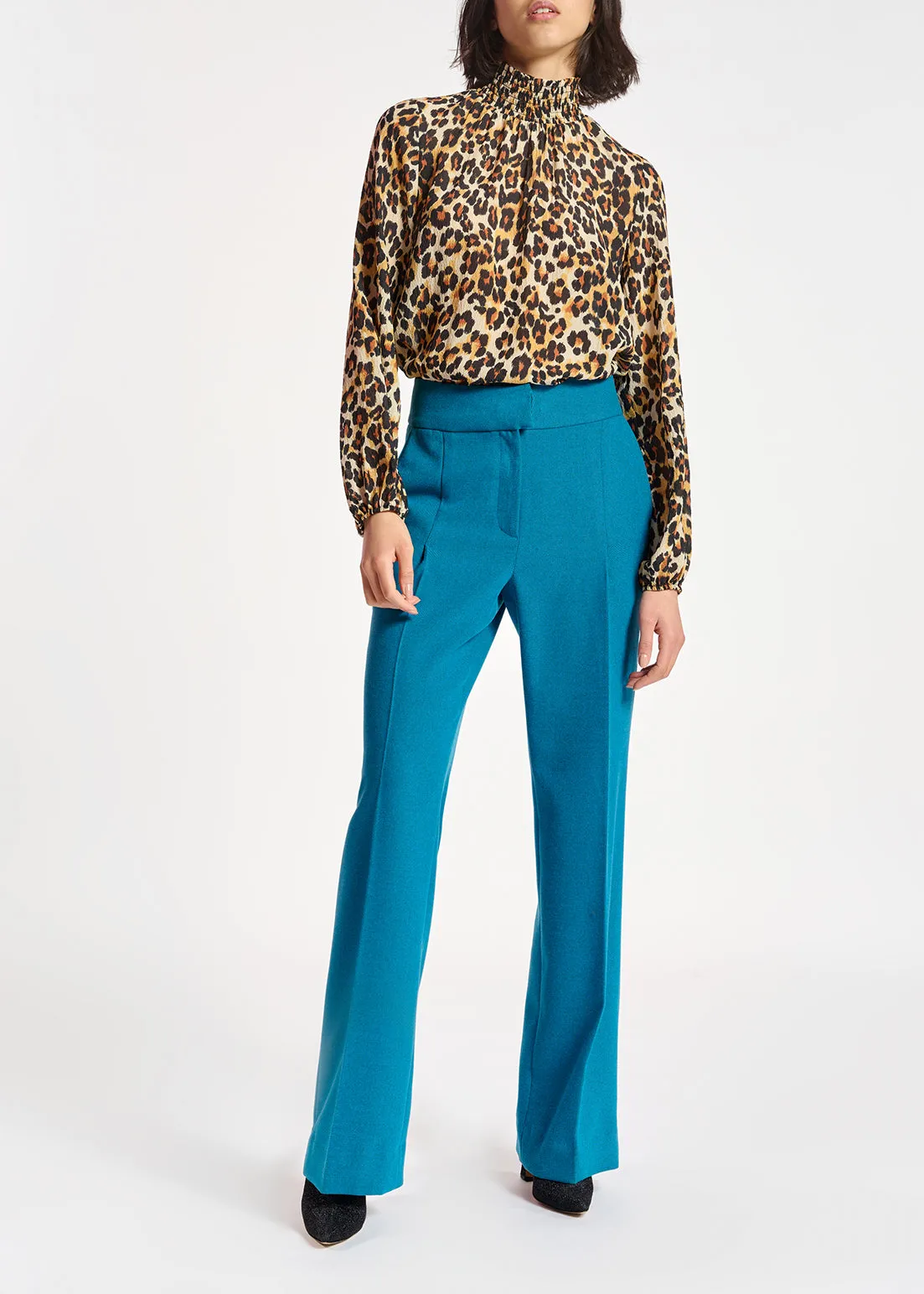 Blue straight-leg pants