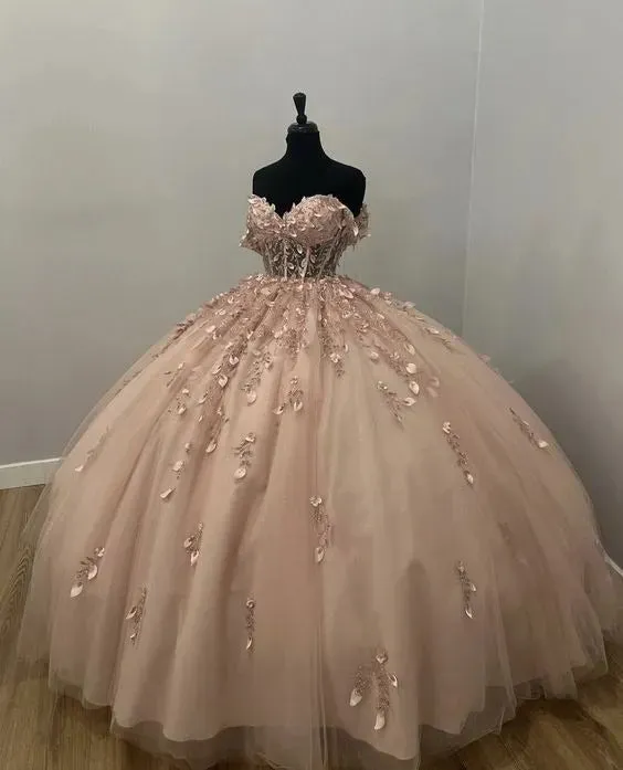 Blush Pink Quinceanera Dresses Vestidos De 15 Anos Formal Birthday Party Prom Ball Gown Corset Back