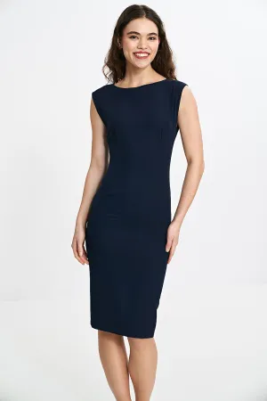 Boat Neck Fitted Pencil Dress