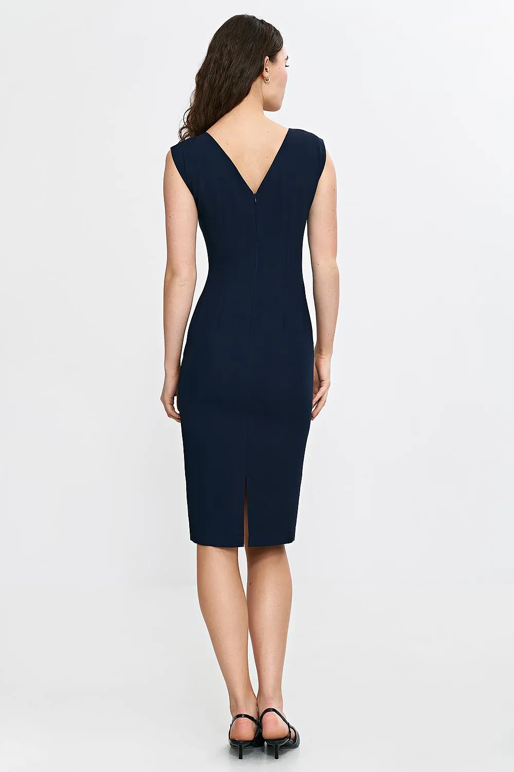 Boat Neck Fitted Pencil Dress