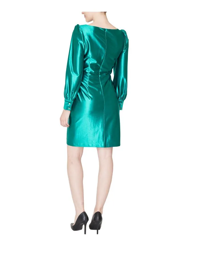 Boat Neck Waist Knot Short Dress