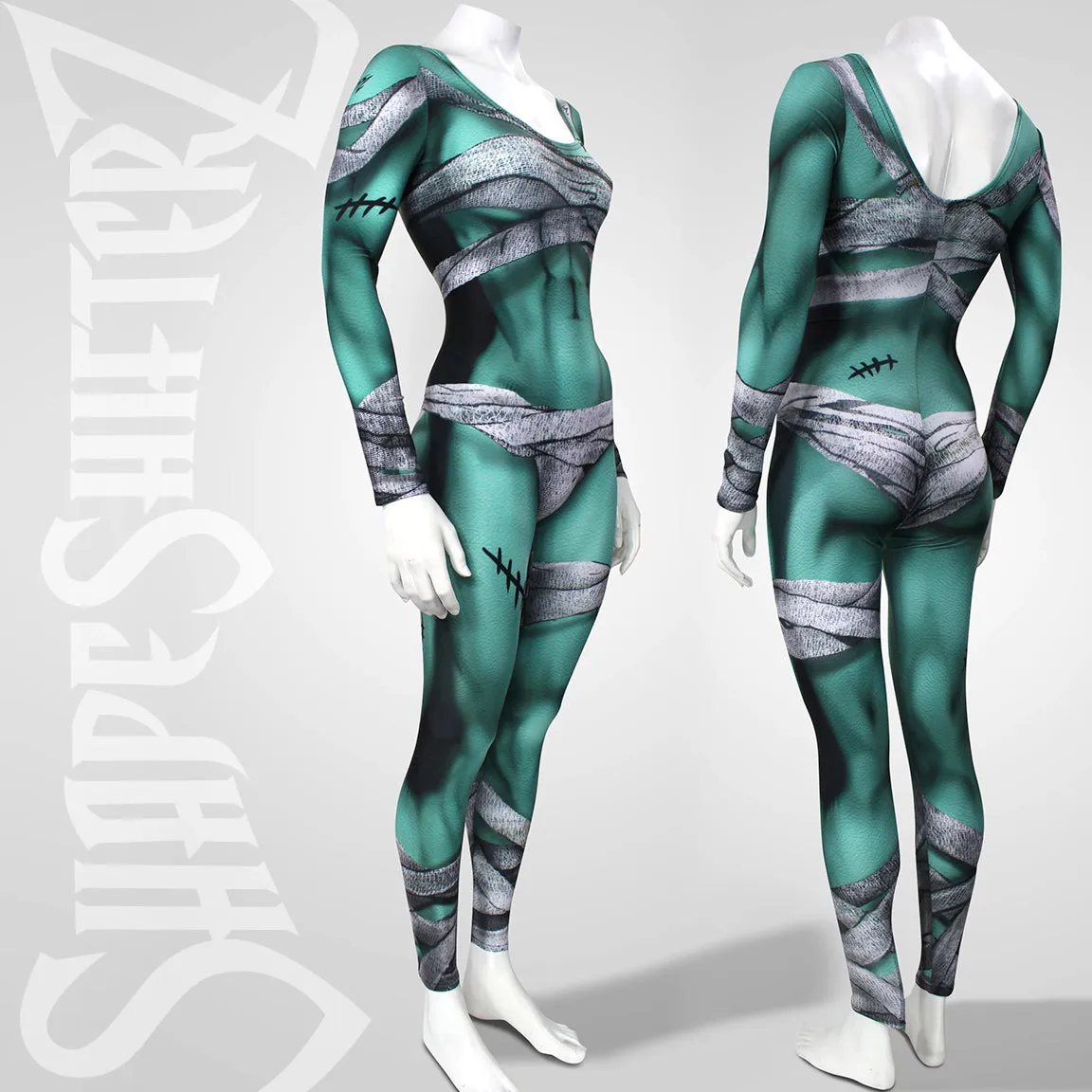 BodyMapped Sexy Mummy Scoop Neck Pull Up Bodysuit - Cosplay | Athletics | Performance