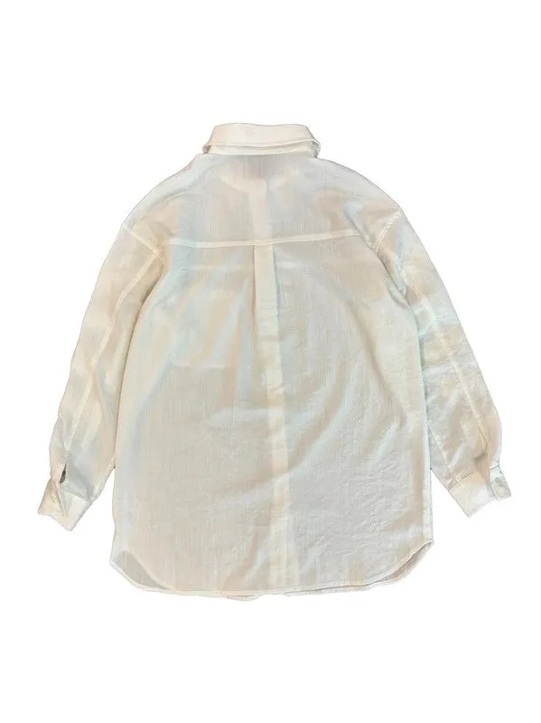 Bow sleeve button down shirt