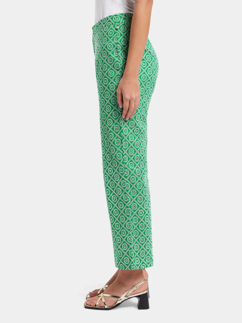 Broderie Straight Leg Pant - Green 177363