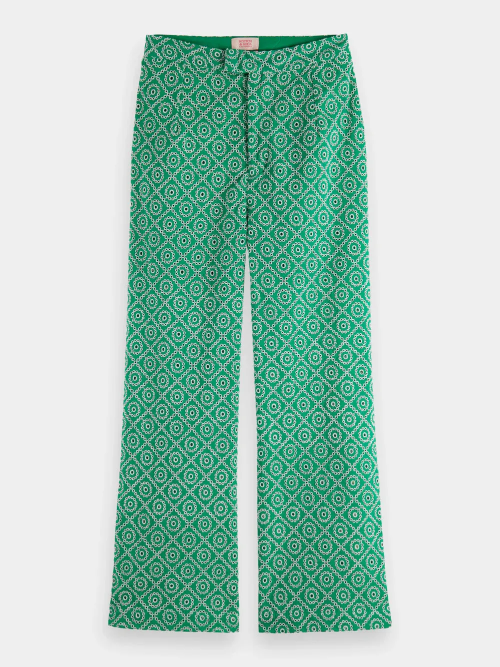 Broderie Straight Leg Pant - Green 177363