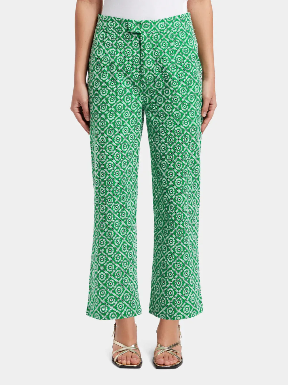 Broderie Straight Leg Pant - Green 177363