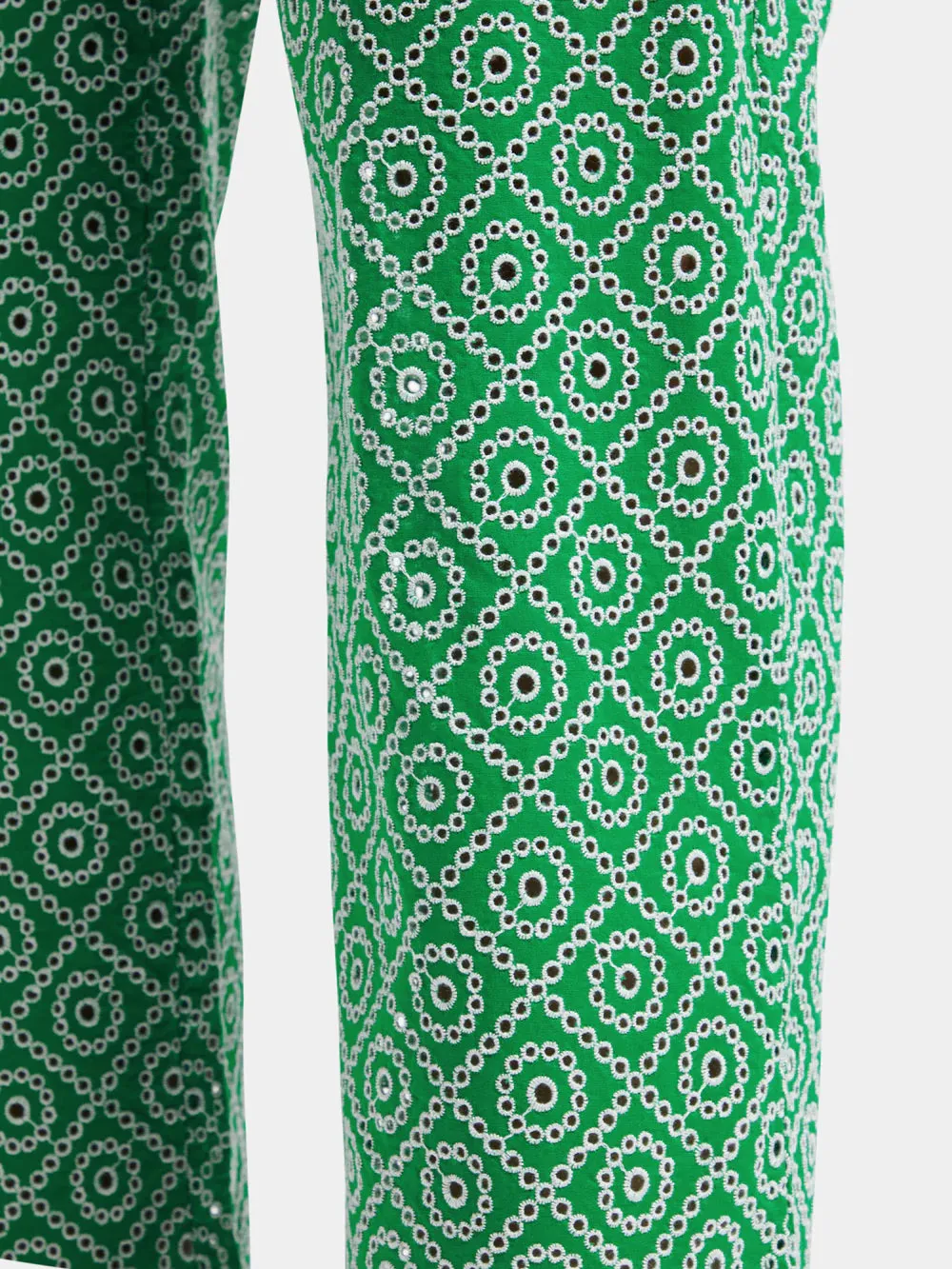 Broderie Straight Leg Pant - Green 177363