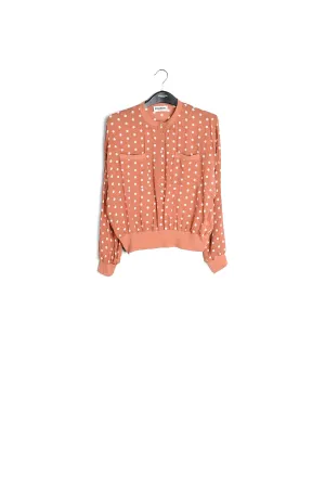 Brown and white polka-dot loose-fit top