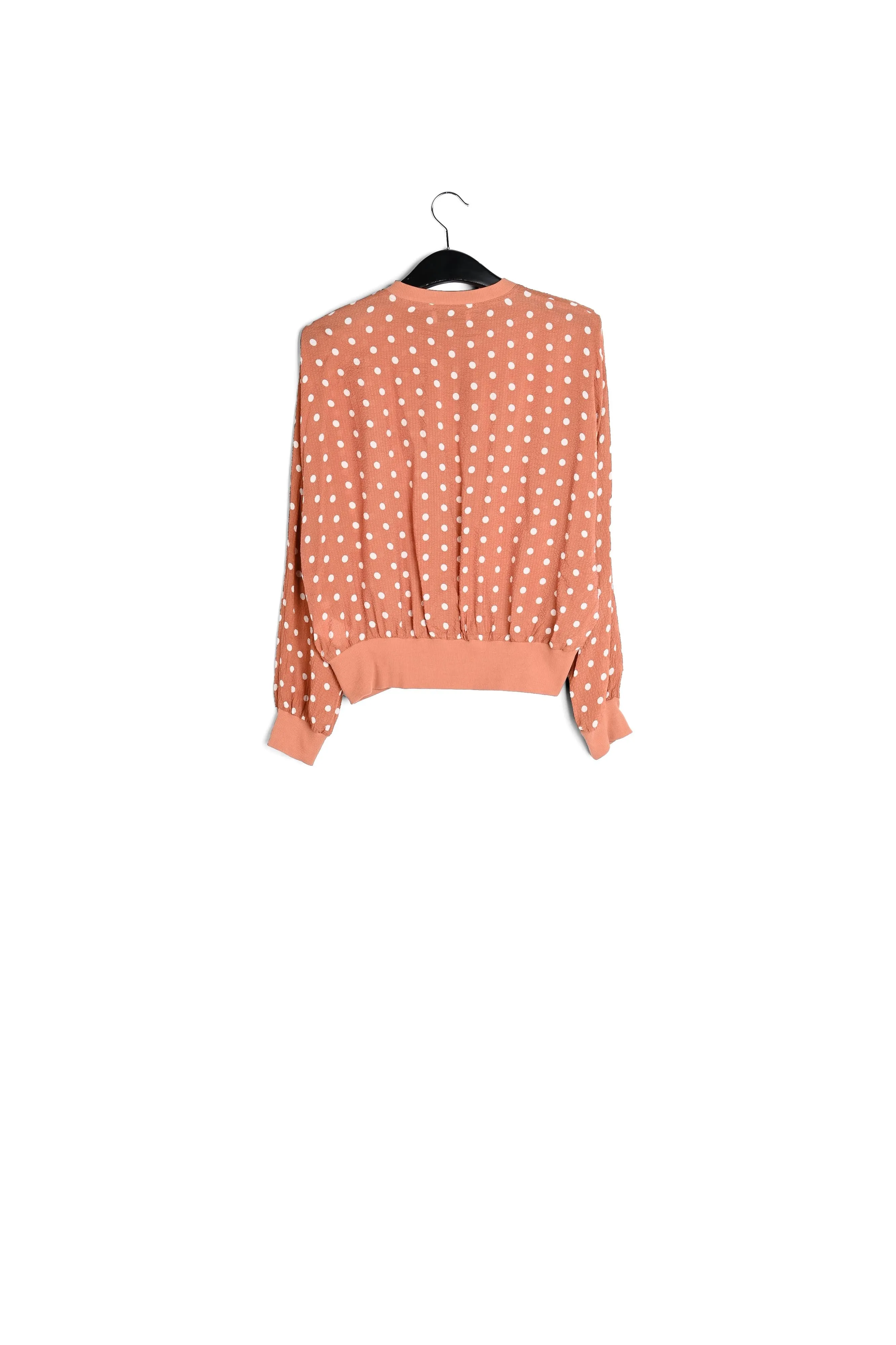Brown and white polka-dot loose-fit top