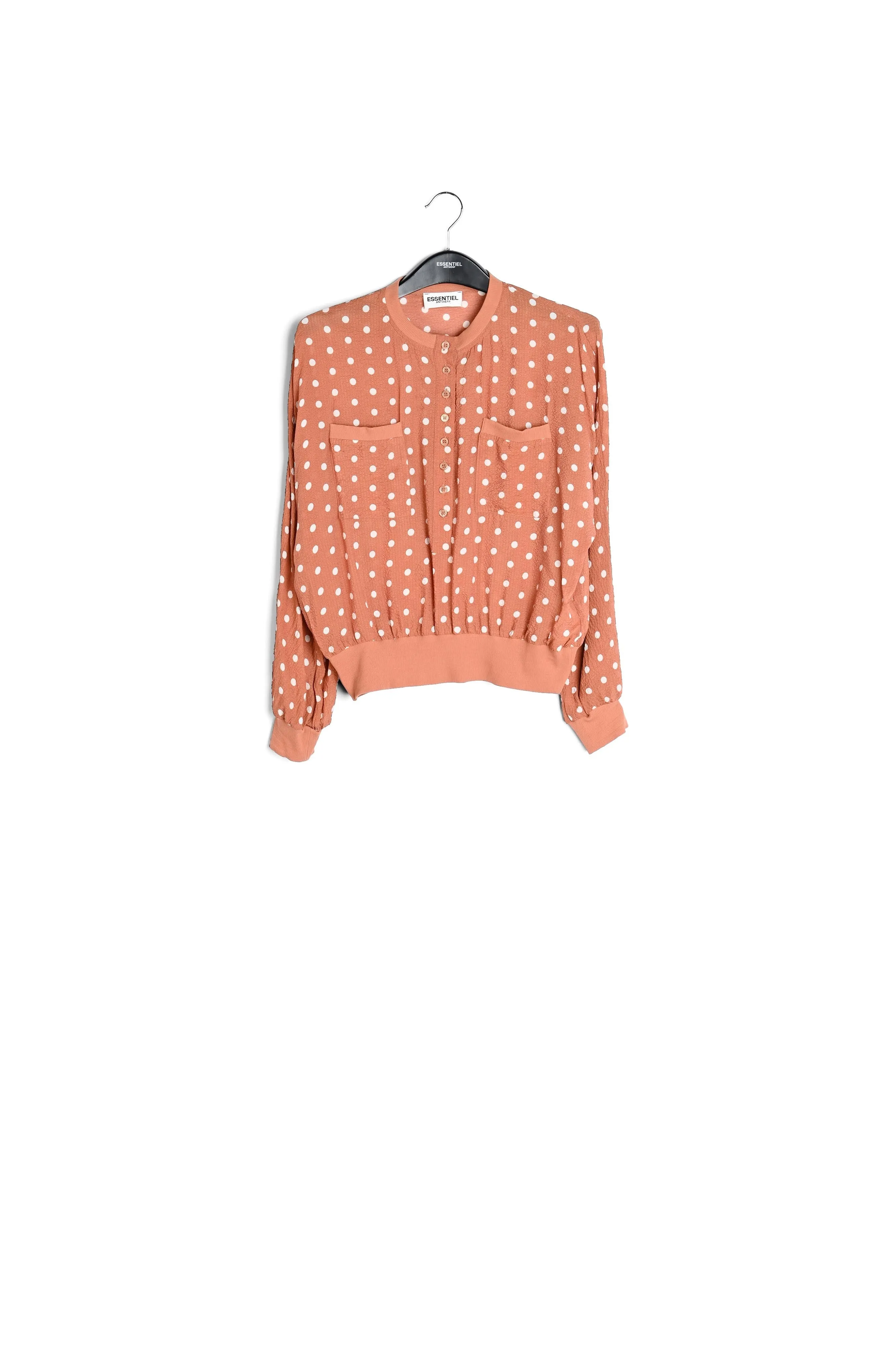 Brown and white polka-dot loose-fit top