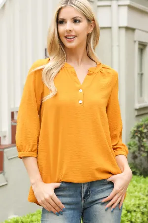 Button Detail Collar Woven Blouse