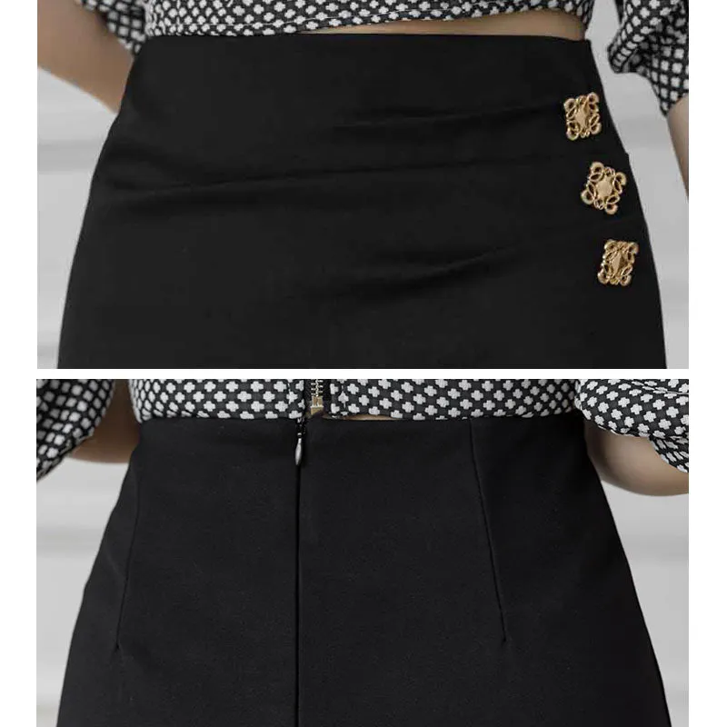 Button Pencil Skirts Plus Size High Waist Slim Woman Skirts