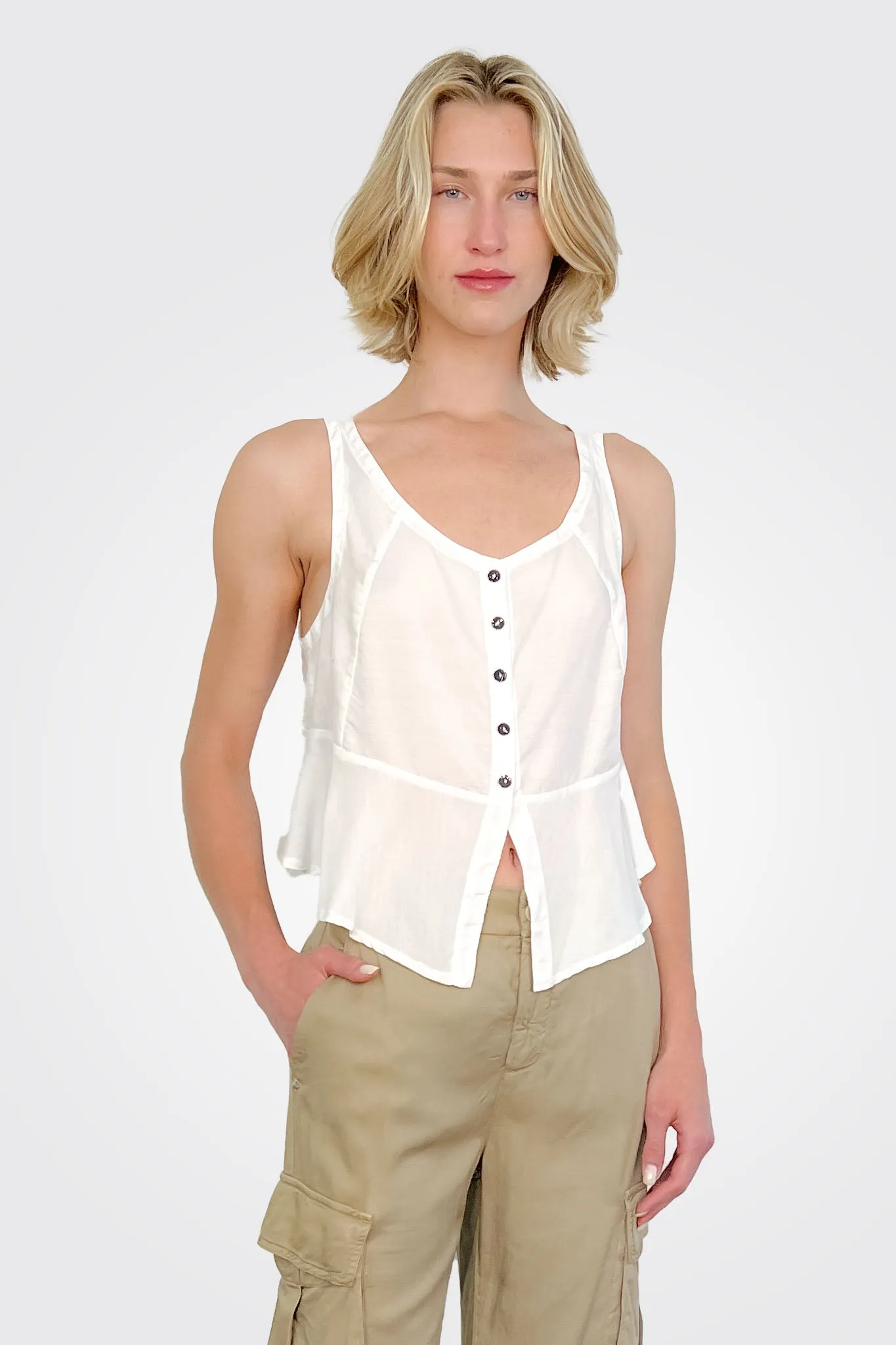 Button Tank - White