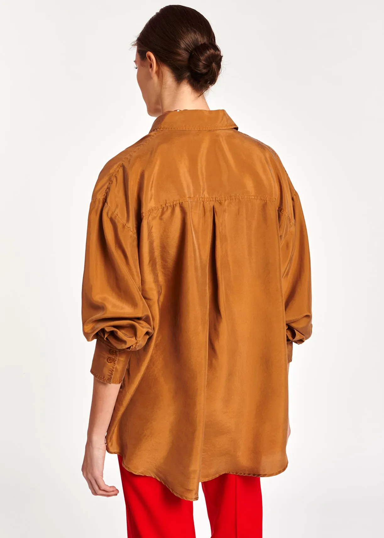 Camel loose-fit silk shirt