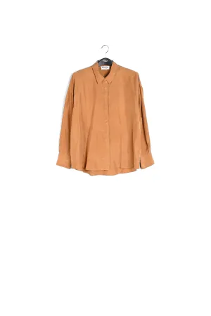 Camel loose-fit silk shirt