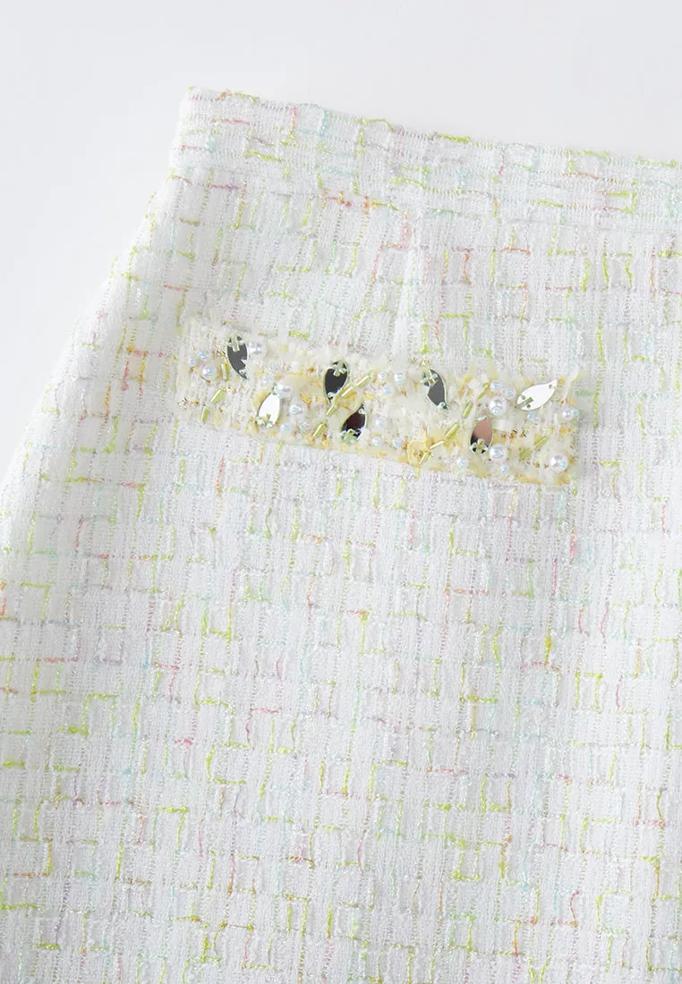 Candy Checked Embellished-trim A-line Skirt