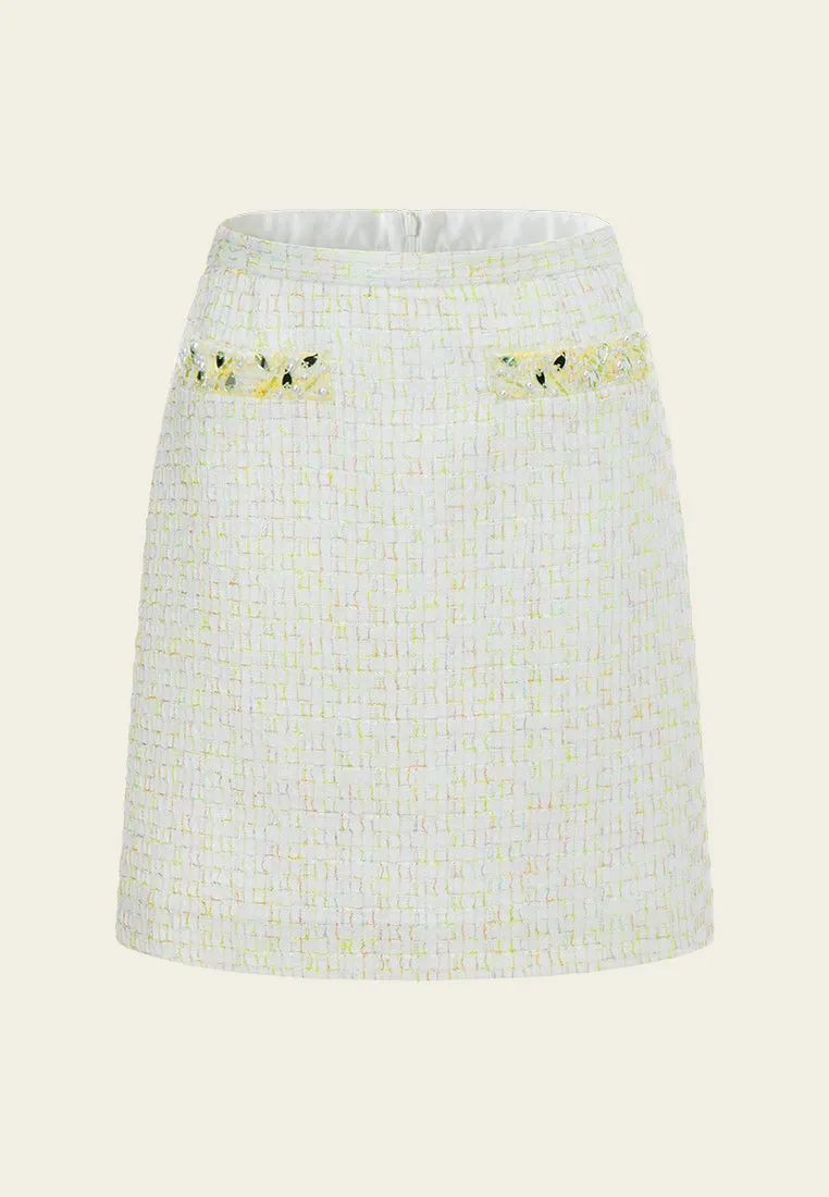 Candy Checked Embellished-trim A-line Skirt