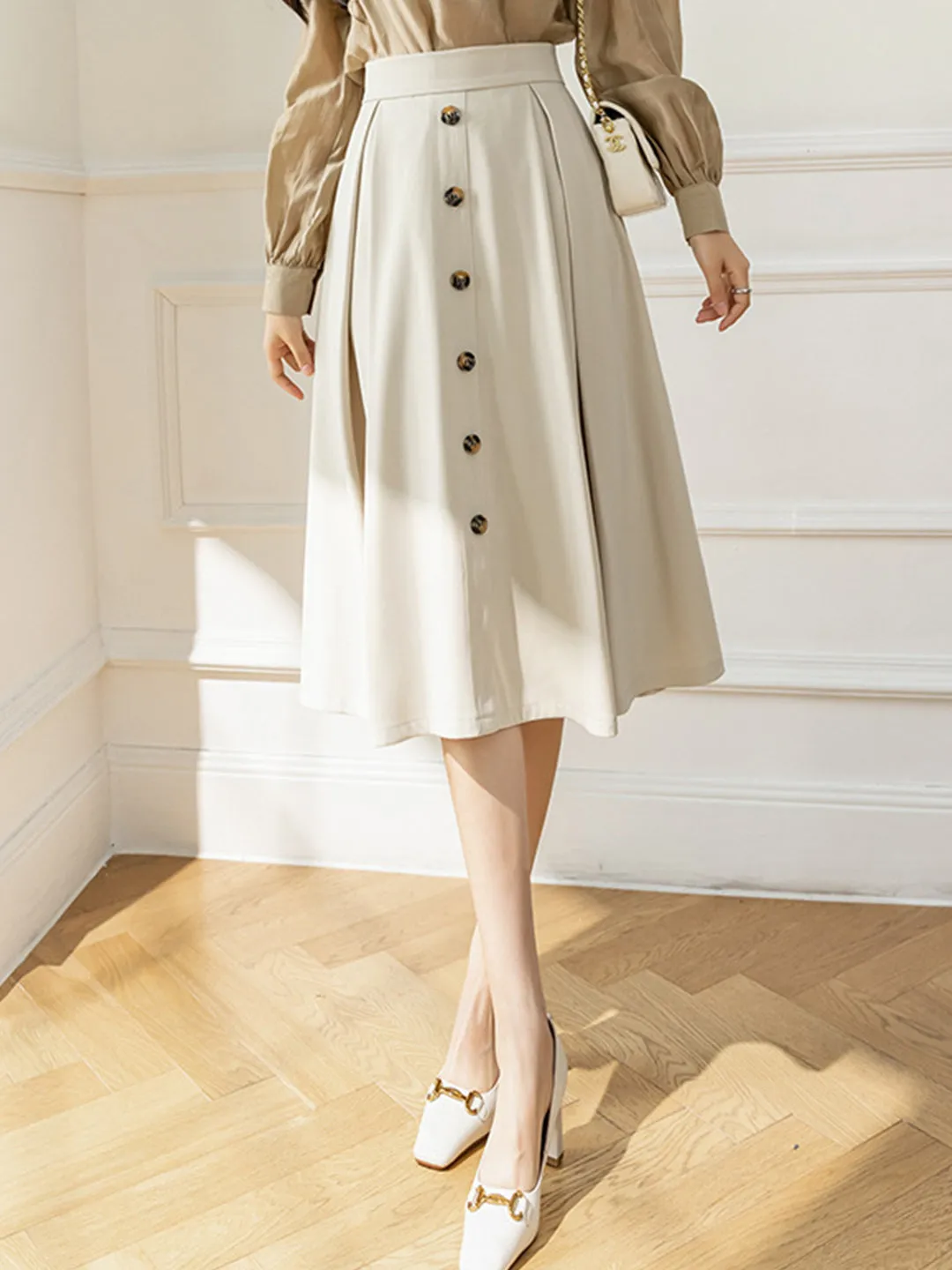 Caroline Elegant High Waist A-line Skirt