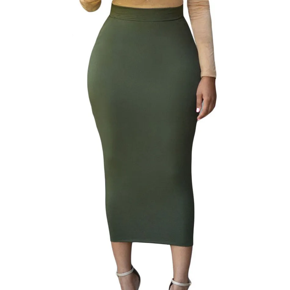 Casual Female Long Skirt Black High Waist Long Tight Maxi Skirts For Women Maxi Pencil Women Long Skirt High Waist