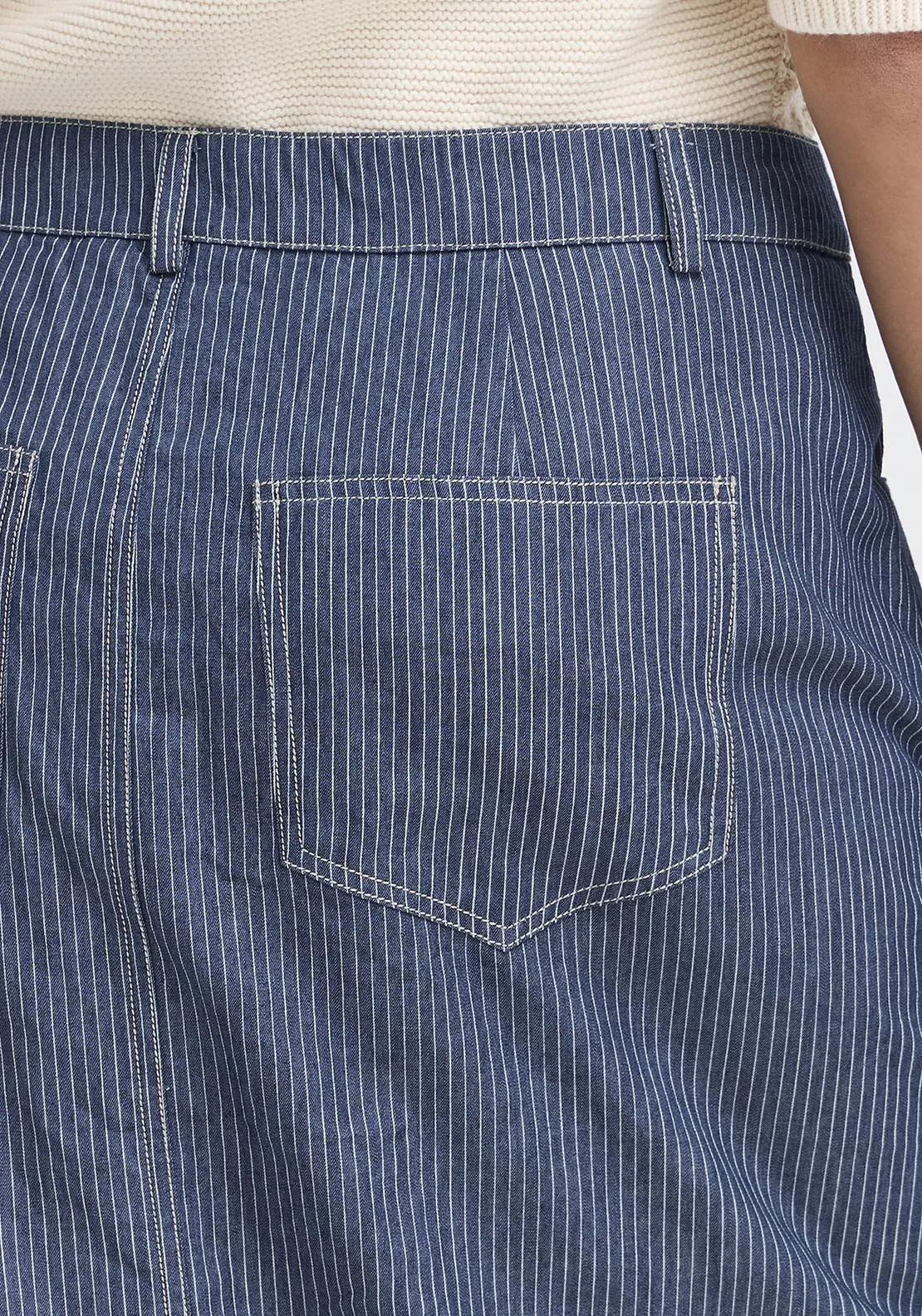 Casual Skirt - Mid Blue Striped Denim