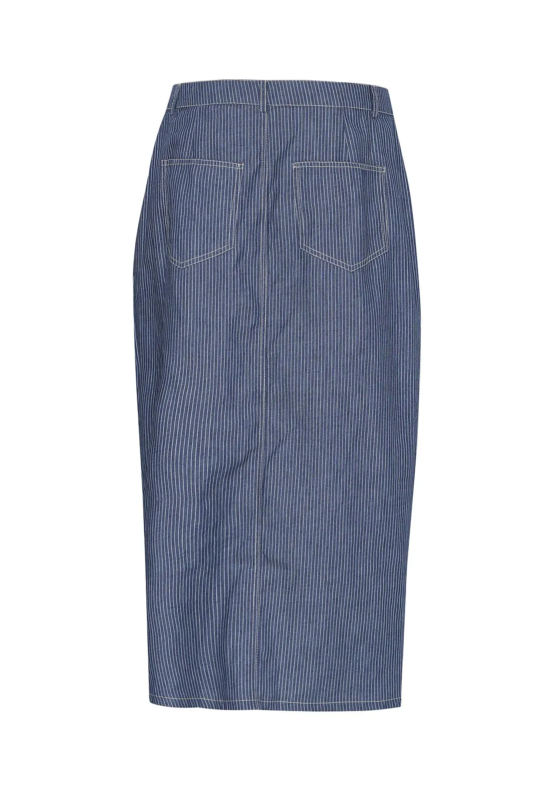 Casual Skirt - Mid Blue Striped Denim