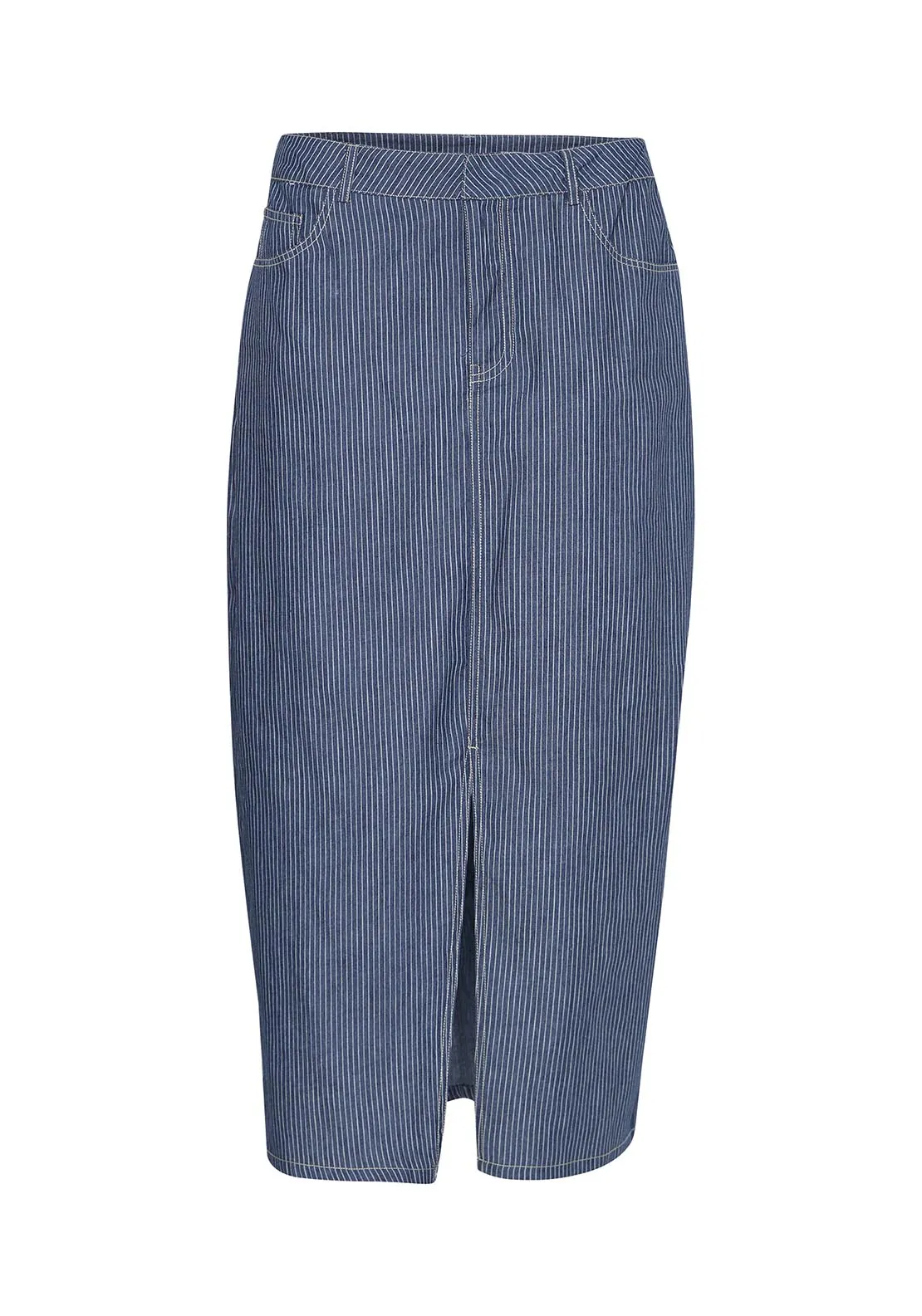 Casual Skirt - Mid Blue Striped Denim