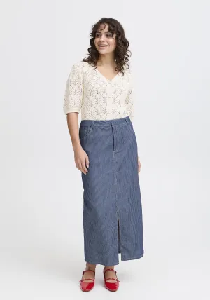 Casual Skirt - Mid Blue Striped Denim