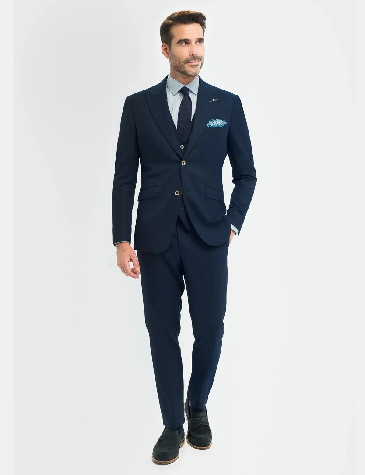 Cavani – Tropez Navy Blue 3 Piece Suit Tailored Fit
