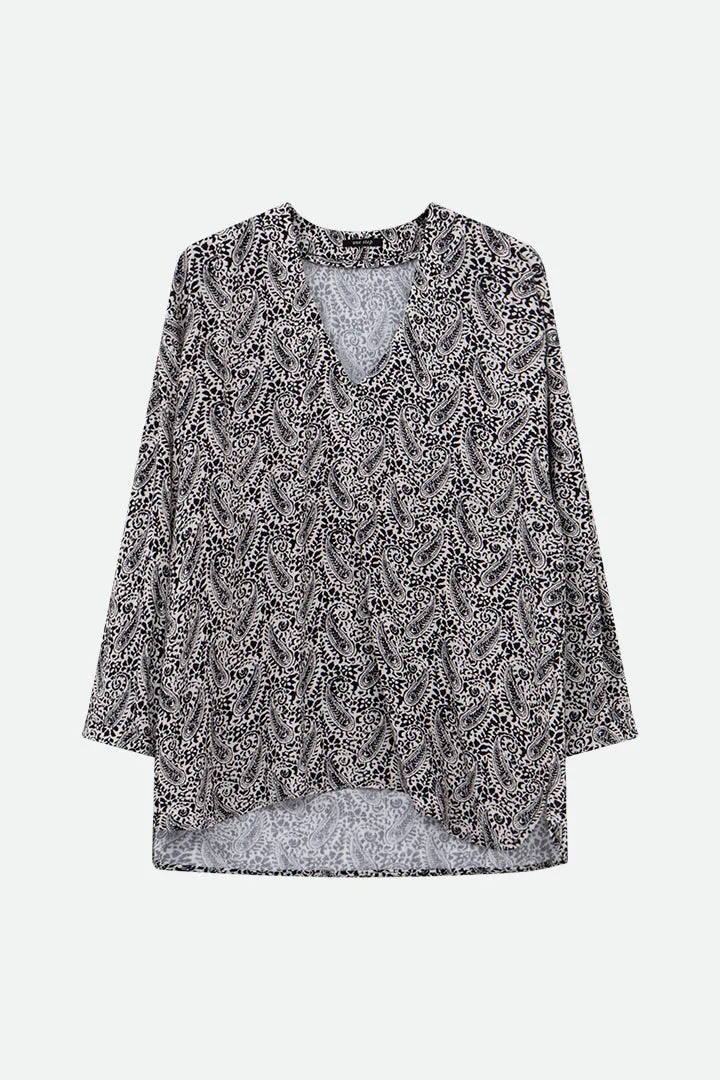 CERES - Blouse noire à imprimé néo cachemire