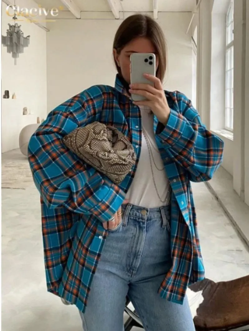 Charlotte - Oversized Plaid Button-Down Shirt for Women