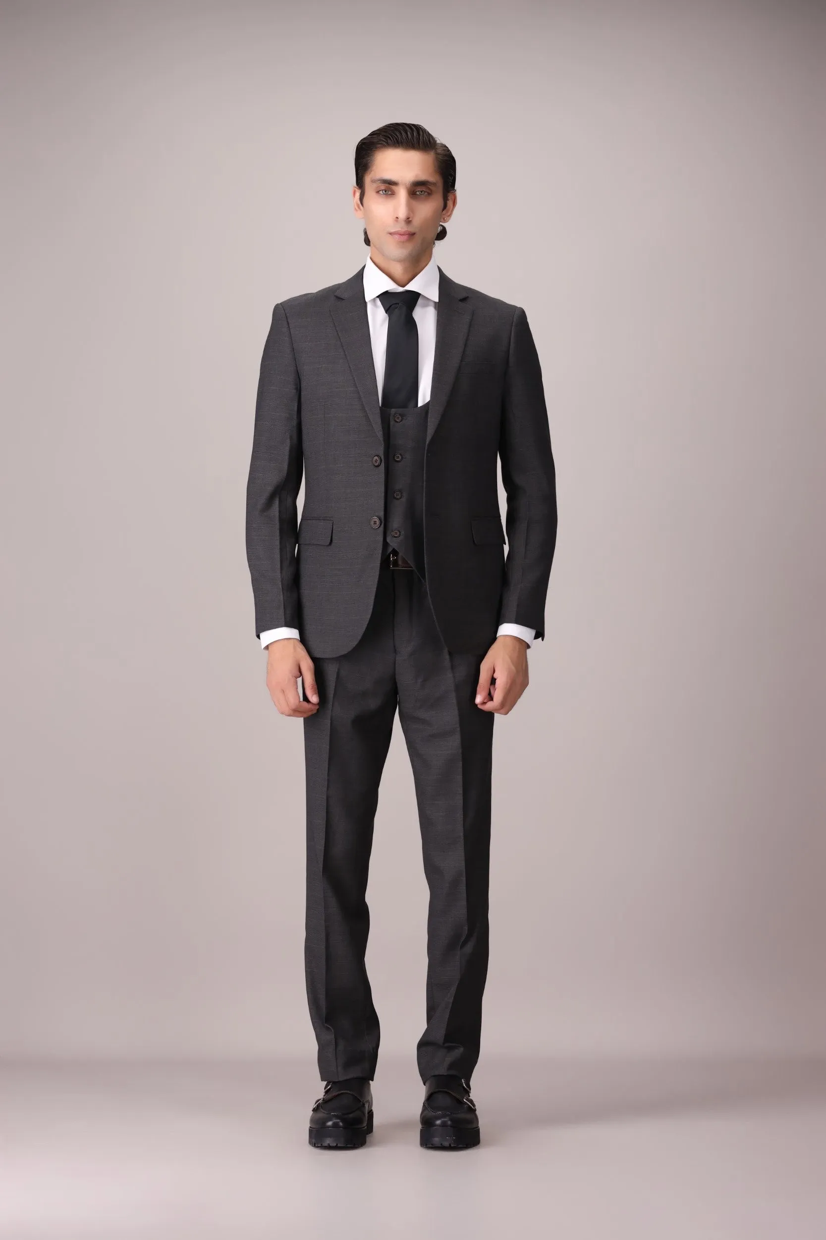 CHECK SLIM FIT 3-PCS SUIT