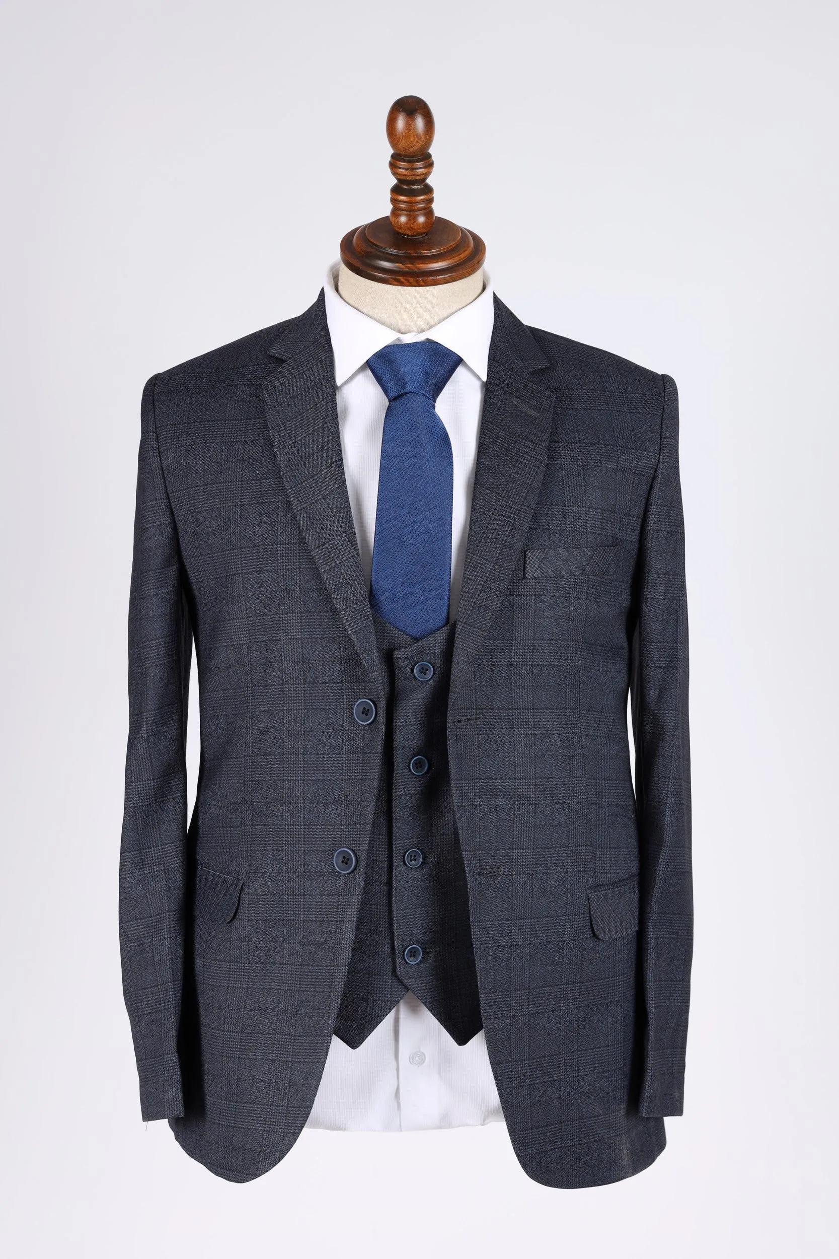 CHECK SLIM FIT 3-PCS SUIT
